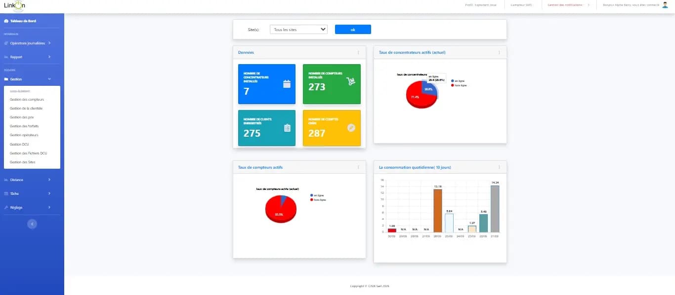 Gestion des clients, des compteurs et des opérateurs